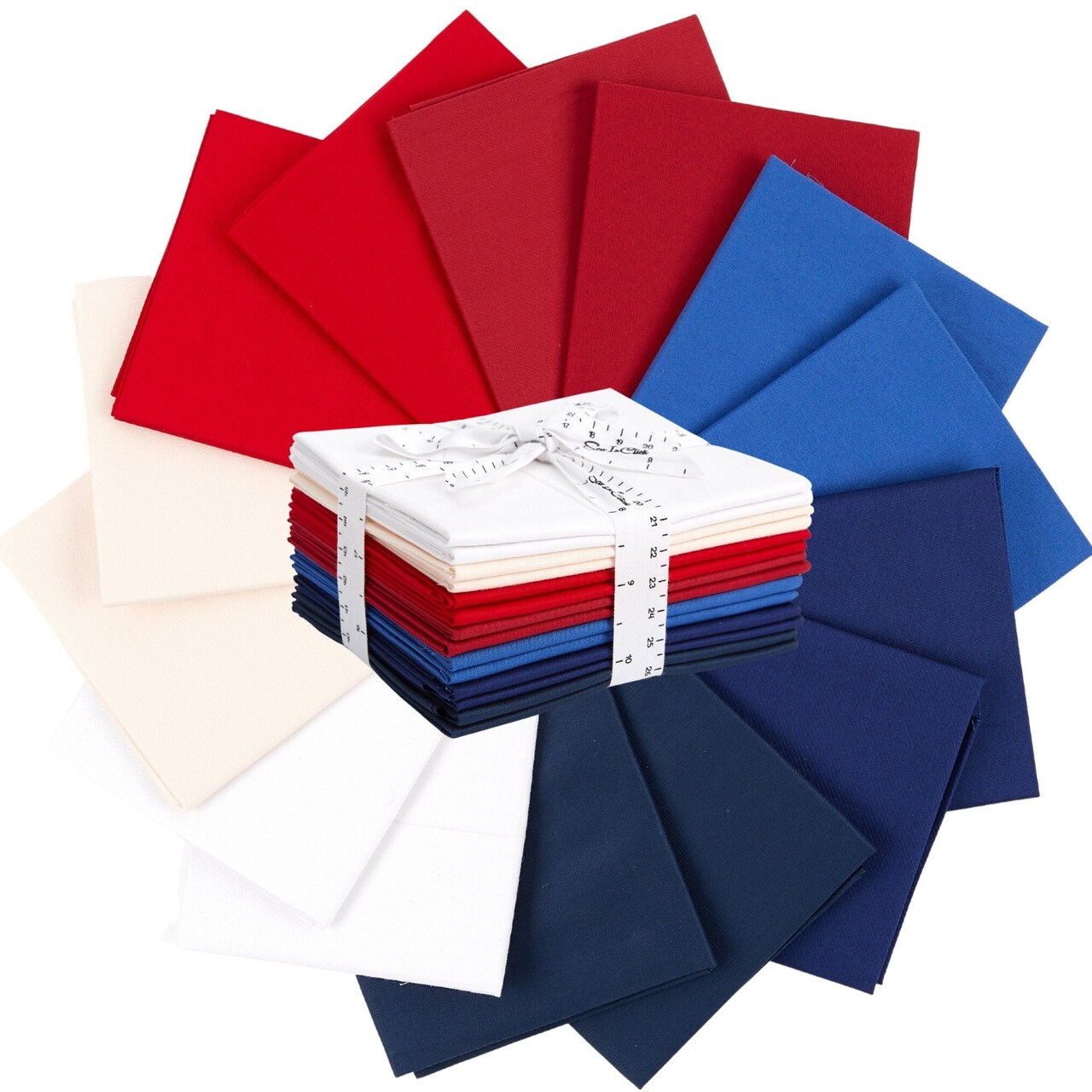 Fat Quarter Bundle -100% Cotton | Pure Solids | Patriotic USA Flag colors | Red Blue White l Mix Colors | Quilting & Crafting Soft Fabric